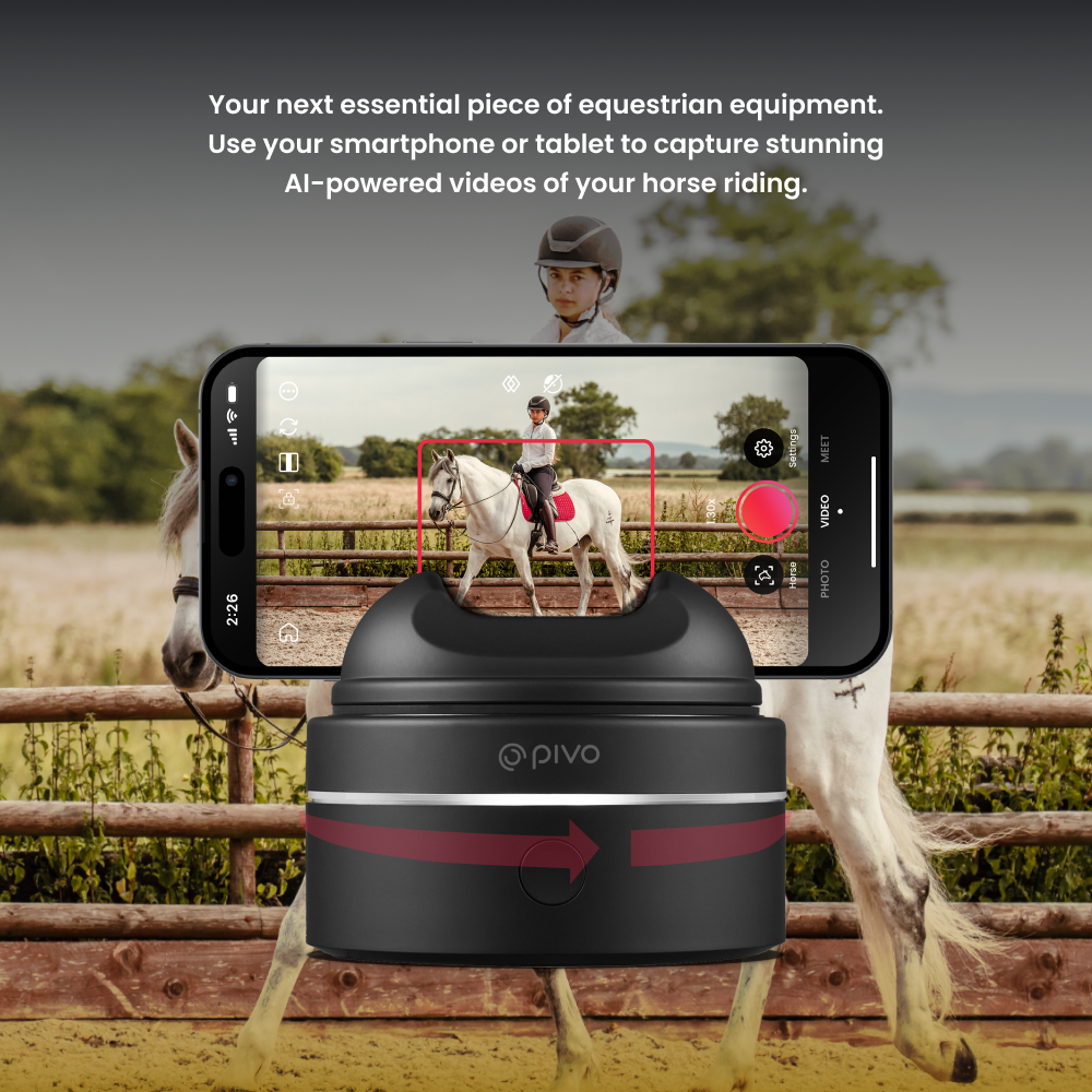 AI-powered Pivo Equestrian Max Pack for 360° horse tracking with smartphones and tablets.