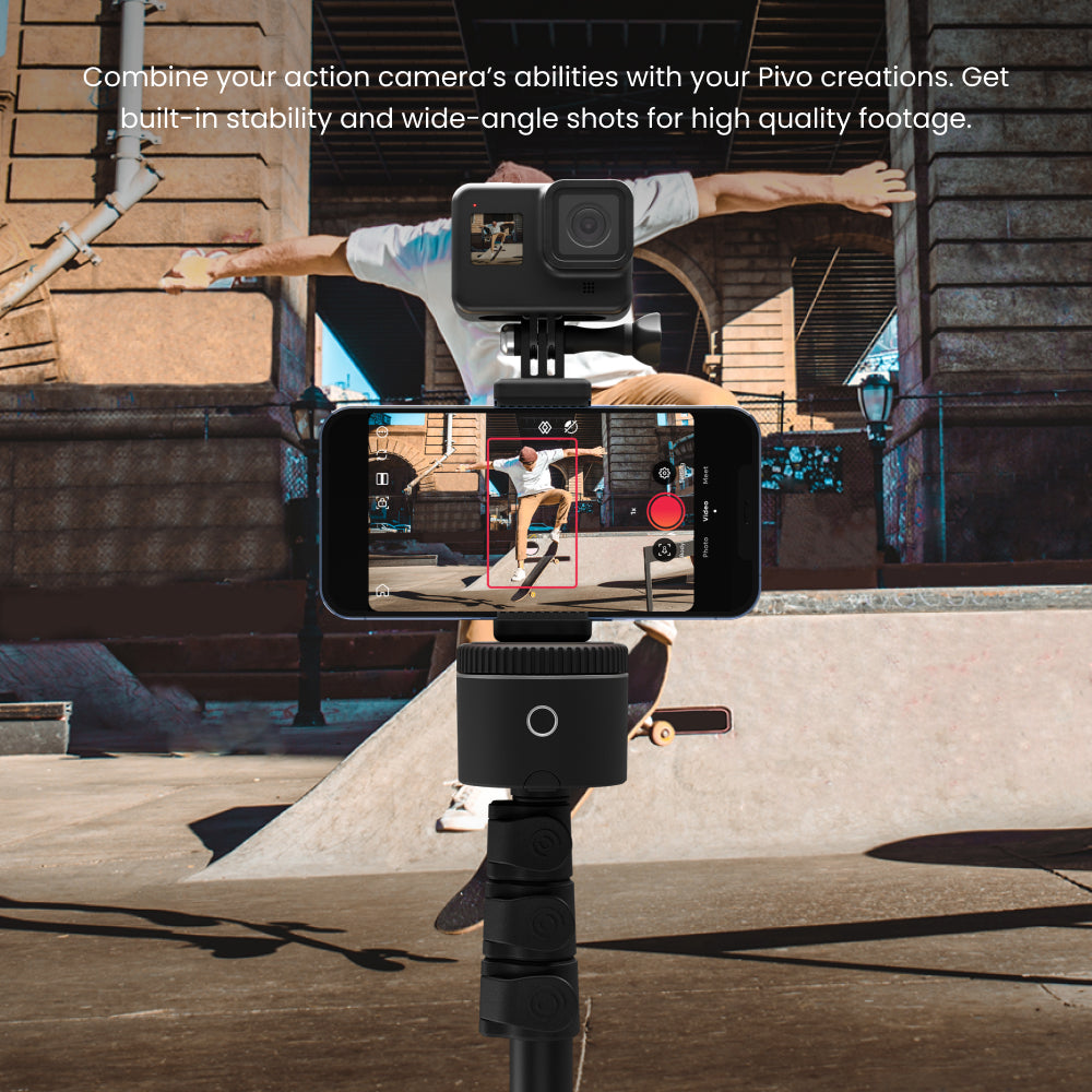 Pivo Action Mount Lightweight Smartphone Holder Stand with Universal Clamp Adapter ¼ inch Thread for GoPro and Action or Mirrorless Cameras