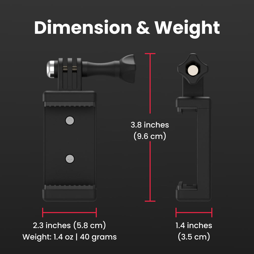Pivo Action Mount Lightweight Smartphone Holder Stand with Universal Clamp Adapter ¼ inch Thread for GoPro and Action or Mirrorless Cameras